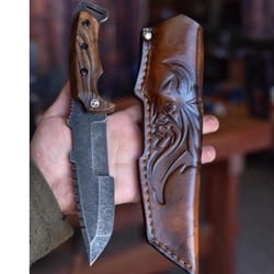 tracker knife sleipner steel full tang outdoor knife with walnut wood handle stonewashed finish