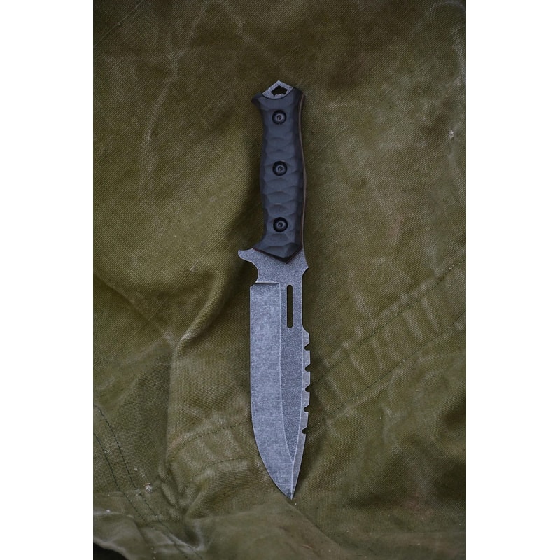 Sleipner Steel Outdoor EDC Knife Tactical Blade With Textured Black Scales 4