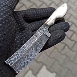 real damascus razor knife 150 layers collector gift knife with stag horn handle