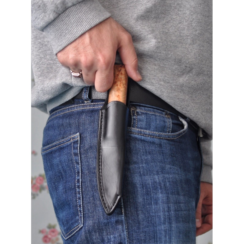 Real Damascus Puukko Knife Blacksmith Made Bushcraft Blade With Alder Wood Ebony Handle 0