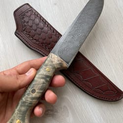 real damascus butcher knife 150 layers blacksmith made kitchen knife maple wood handle