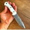 Real Damascus Hunting Knife 150 Layers Full Tang Outdoor Camping Knife White Corian Handle 9