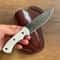 Real Damascus Hunting Knife 150 Layers Full Tang Outdoor Camping Knife White Corian Handle 8