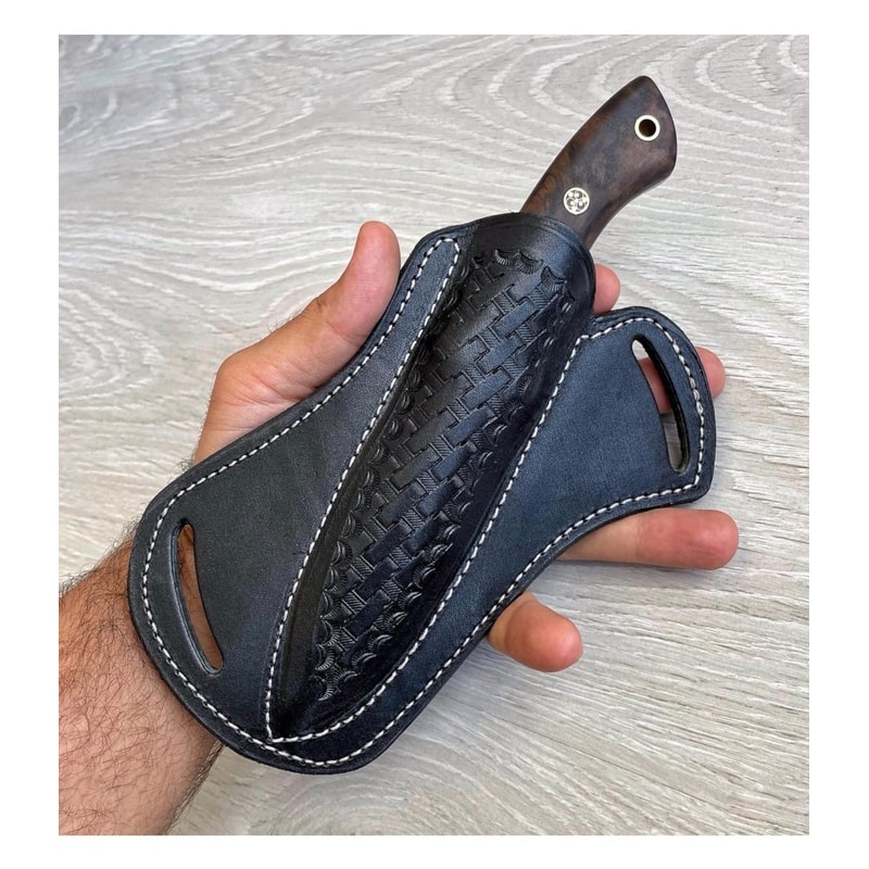 Real Damascus Hunting Knife Full Tang EDC Camping Knife With Walnut Wood Handle 7