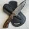 Real Damascus Hunting Knife Full Tang EDC Camping Knife With Walnut Wood Handle 8