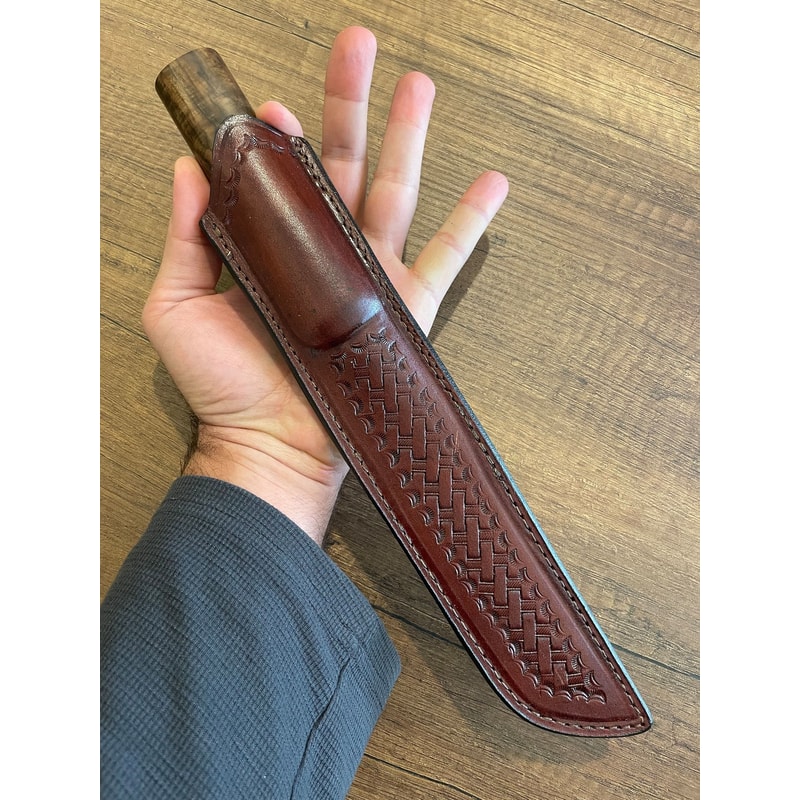 Real Damascus Hunting Knife 150 Layers Heavy Duty Outdoor Knife Walnut Wood Handle 8
