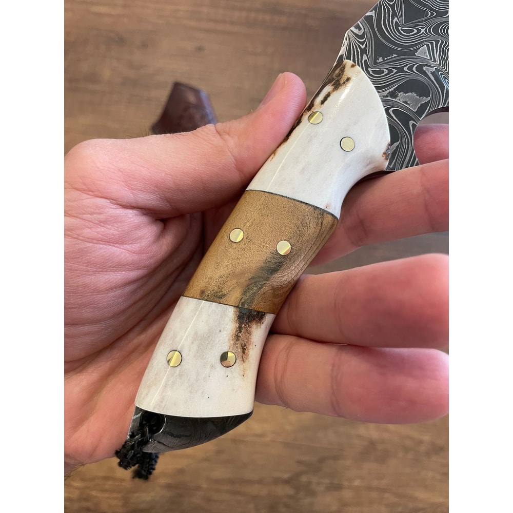 Blacksmith Style Damascus Hunting Knife For Camping Bushcraft Outdoor Adventure 7