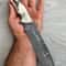 150 Layer Damascus Outdoor Knife With Natural Stag Horn Handle Leather Sheath 4