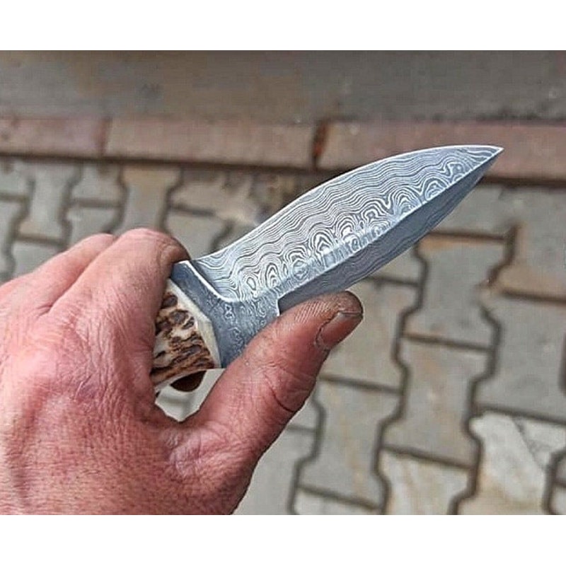 Damascus Hunting Knife 150 Layers Blacksmith Made Camping Knife With Stag Horn Handle 2