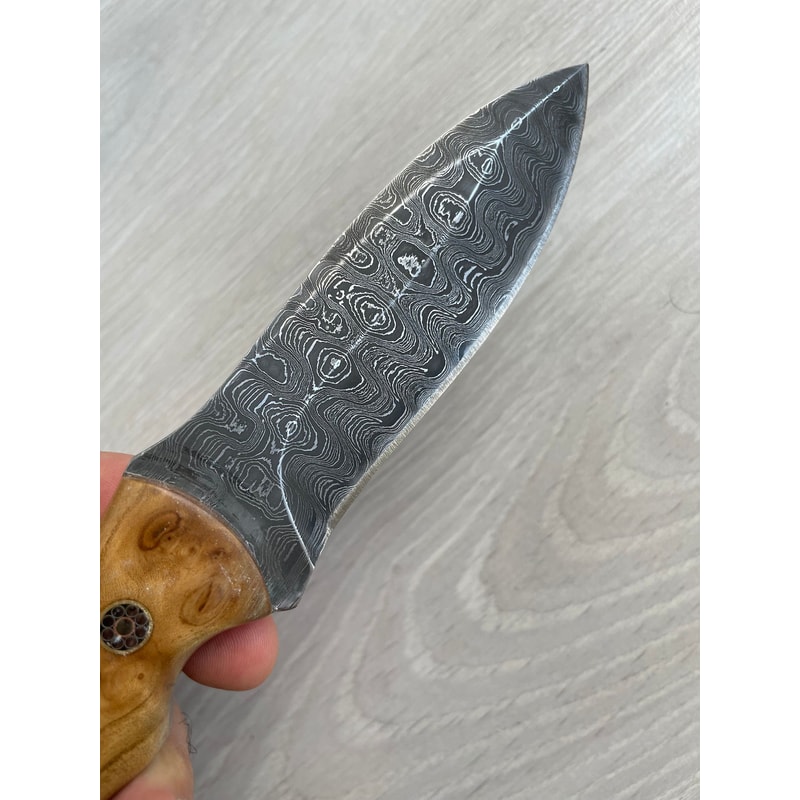 Real Damascus Hunting Knife 150 Layers Full Tang Bushcraft Knife Silverberry Wood Handle 2