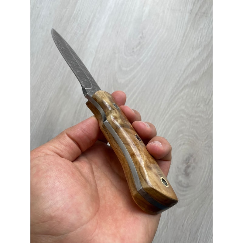 Real Damascus Hunting Knife 150 Layers Full Tang Bushcraft Knife Silverberry Wood Handle 5