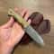 Handmade Damascus Outdoor Knife Green Rosewood Handle Hunting Survival Blade 2