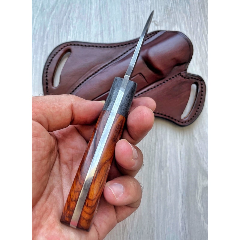 Real Damascus Hunting Knife 150 Layers Blacksmith Made Camping Knife Cocobolo Wood Handle 2