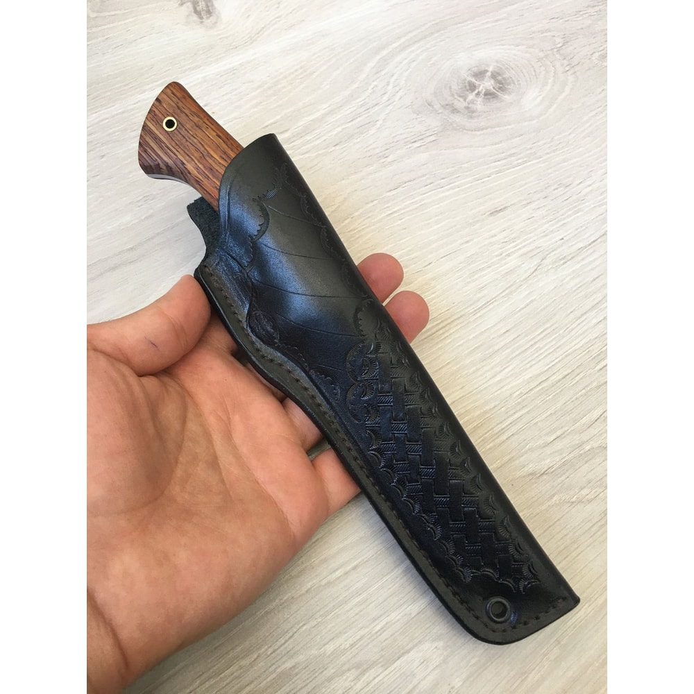 Handmade Damascus Heavy Duty Hunting Knife Cocobolo Carbon Fiber Handle 0