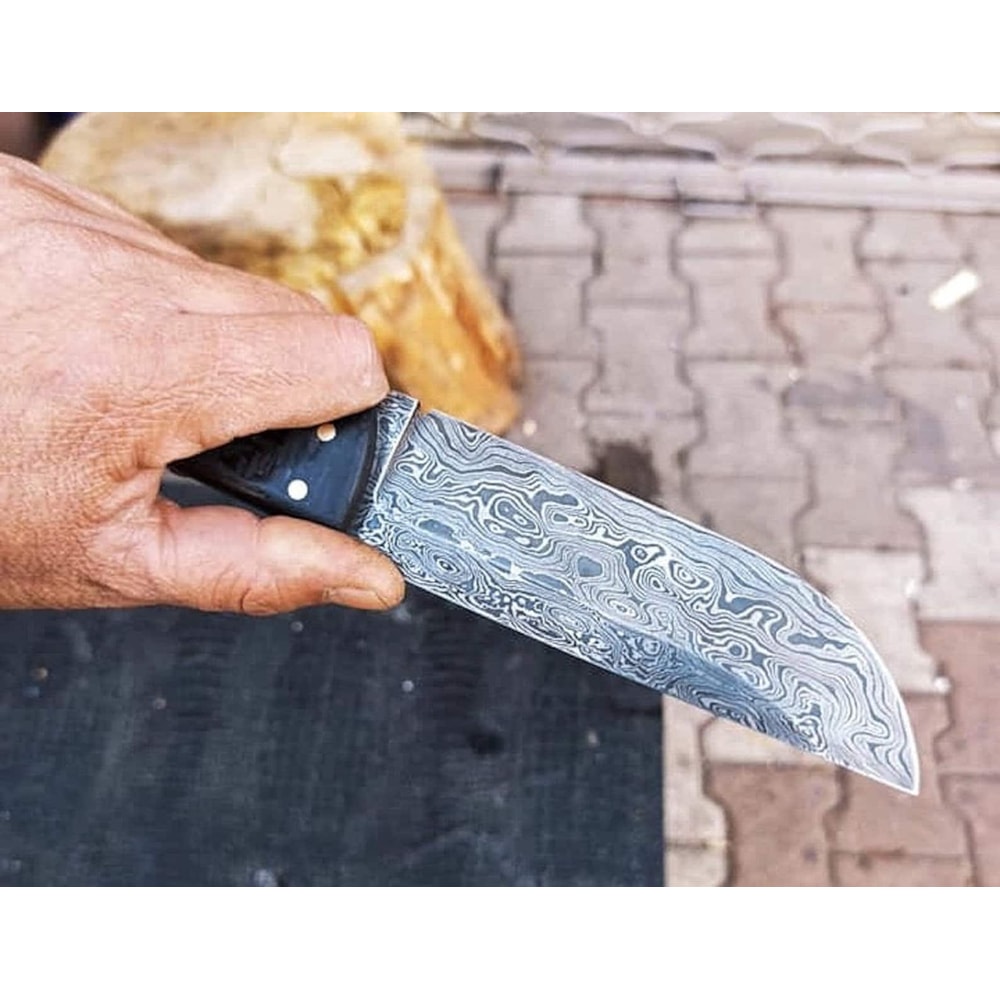 Handmade Damascus Heavy Duty Hunting Knife Cocobolo Carbon Fiber Handle 5