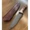 Damascus Bushcraft Hunting Knife With Chestnut Wood Handle Leather Sheath 9