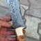 Real Damascus Hunting Knife 150 Layers Full Tang Survival Camping Knife Chestnut Wood Handle 0