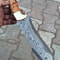 Real Damascus Hunting Knife 150 Layers Full Tang Survival Camping Knife Chestnut Wood Handle 6