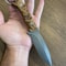 Handmade Damascus EDC Knife Chestnut Wood Handle Hunting Outdoor Blade 2