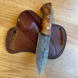 real damascus edc knife 150 layers full tang camping knife gloss finished chestnut handle