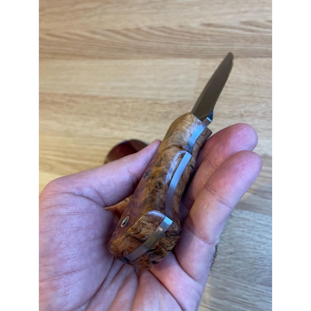 Real Damascus EDC Knife 150 Layers Full Tang Camping Knife Gloss Finished Chestnut Handle 3
