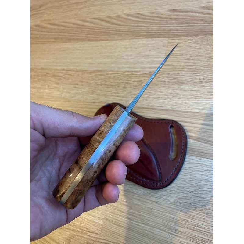 Real Damascus EDC Knife 150 Layers Full Tang Camping Knife Gloss Finished Chestnut Handle 5