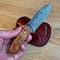 Real Damascus EDC Knife 150 Layers Full Tang Camping Knife Gloss Finished Chestnut Handle 10