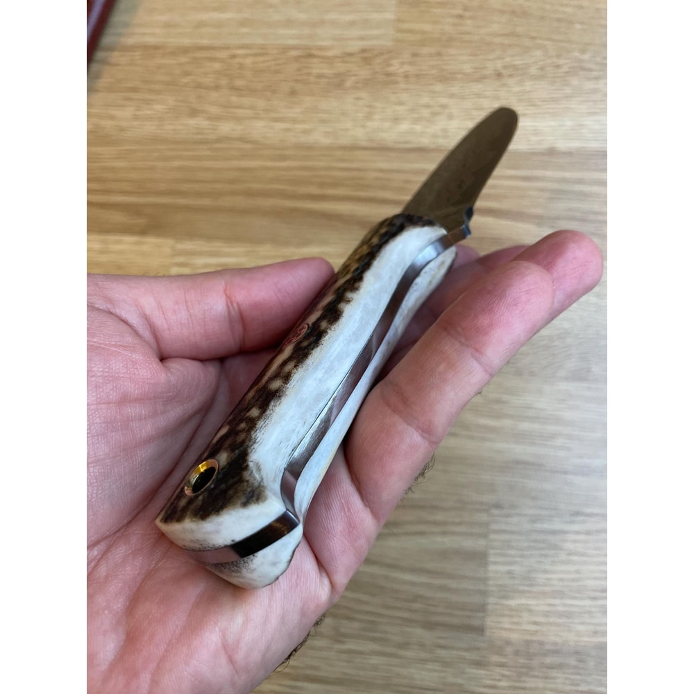 Handmade Damascus Bushcraft Knife Stag Horn Handle Outdoor Survival Blade 2