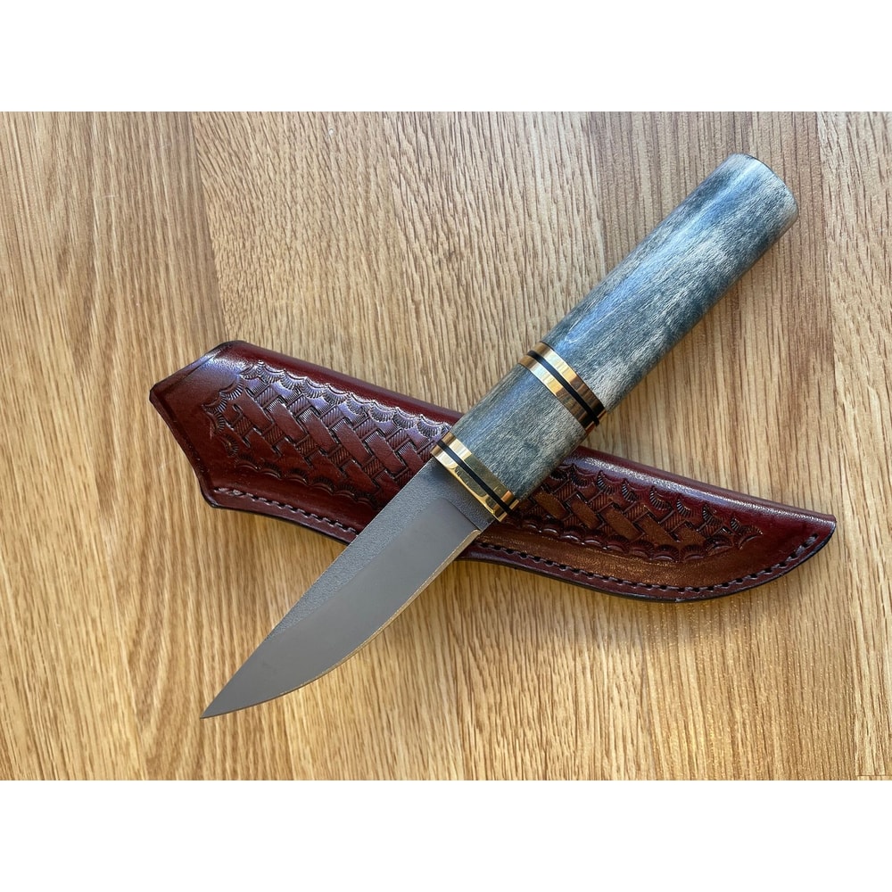 Premium N690 Steel Puukko Bushcraft Knife With Leather Sheath 0