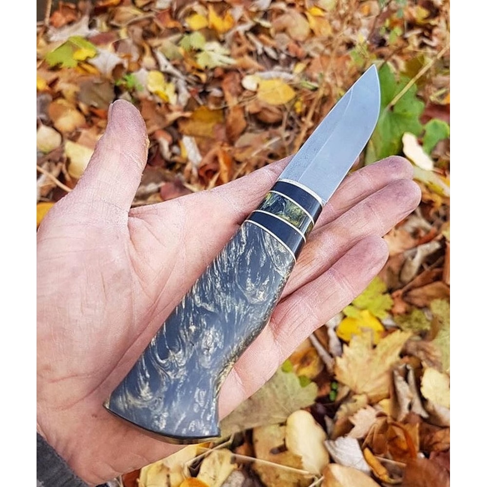 Puukko Knife N690 Steel Blacksmith Made Bushcraft Knife Maple Wood Catalin Handle 0