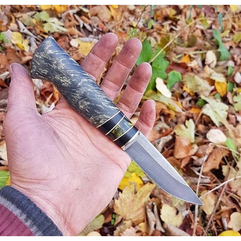 Puukko Knife N690 Steel Blacksmith Made Bushcraft Knife Maple Wood Catalin Handle 2
