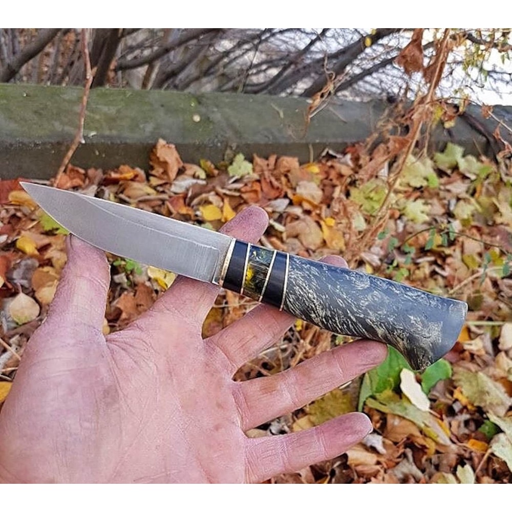 Puukko Knife N690 Steel Blacksmith Made Bushcraft Knife Maple Wood Catalin Handle 3
