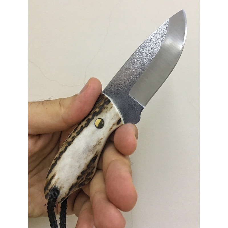 Mini Bushcraft Knife N690 Steel Full Tang EDC Camping Knife Stag Horn Handle 0