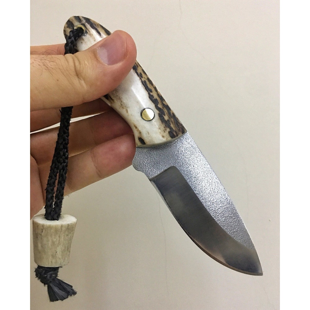 Mini Bushcraft Knife N690 Steel Full Tang EDC Camping Knife Stag Horn Handle 4
