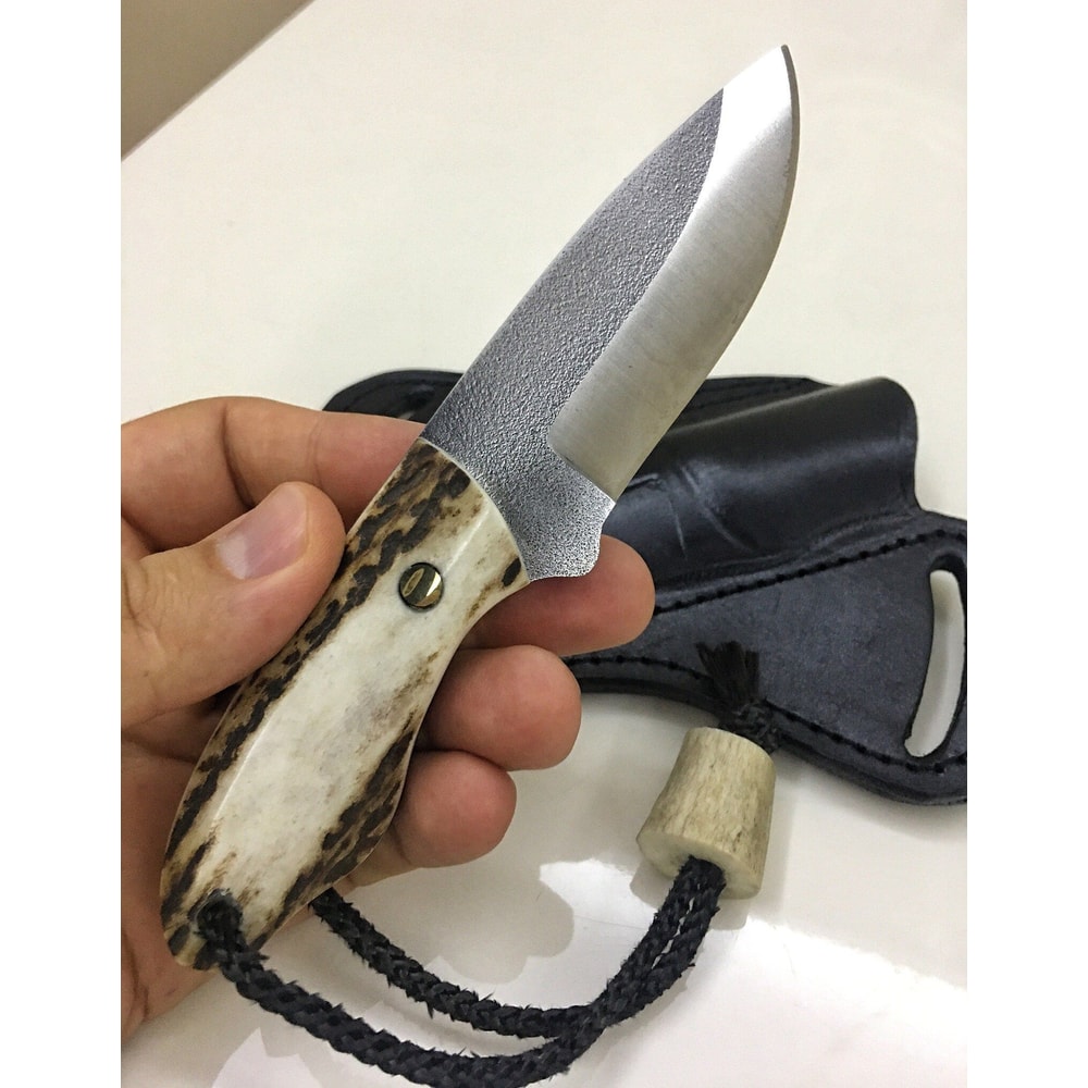 Mini Bushcraft Knife N690 Steel Full Tang EDC Camping Knife Stag Horn Handle 8