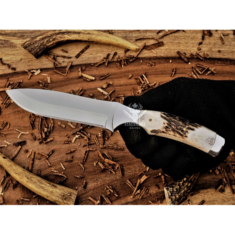 Classic Handmade Hunting Knife With Leather Sheath D2 Blade 6