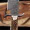 Premium Damascus Bowie Knife With Natural Antler Handle Leather Sheath 2