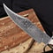 Premium Damascus Bowie Knife With Natural Antler Handle Leather Sheath 5