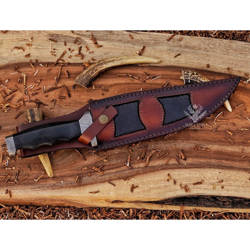 Premium Damascus Bowie Knife Handmade Hunting Collector Blade 1