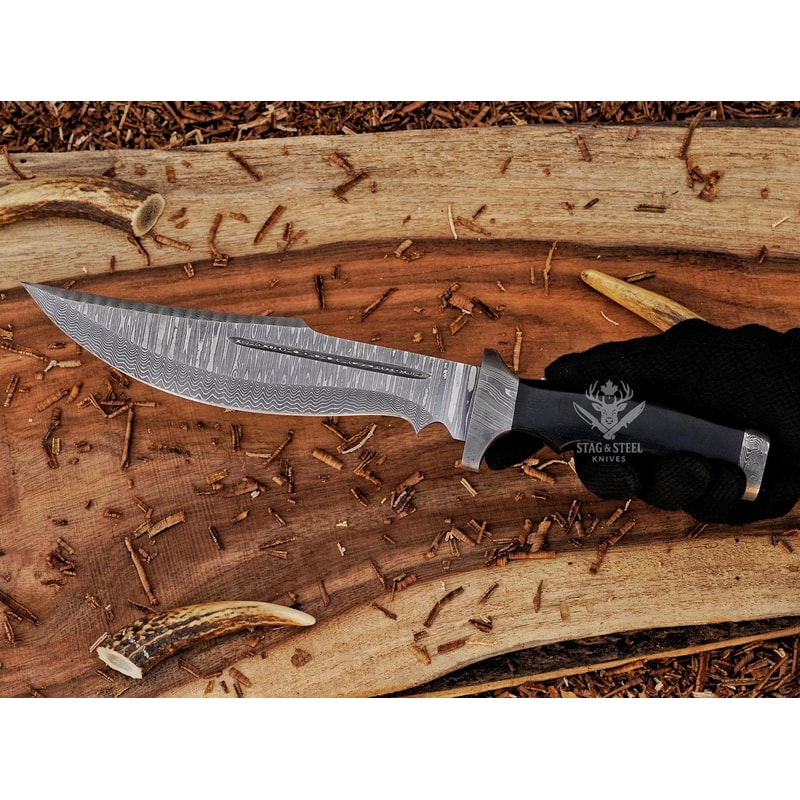 Premium Damascus Bowie Knife Handmade Hunting Collector Blade 4