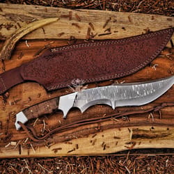premium damascus hunting bowie knife built for wilderness performance