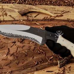 handmade outdoor survival knife with stag horn handle design