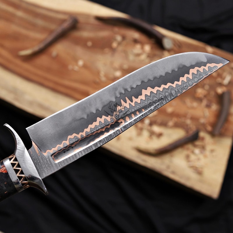 Handmade Copper Damascus Bowie Knife Aggressive Style Meets Premium Craftsmanship Wedding GIFT 2