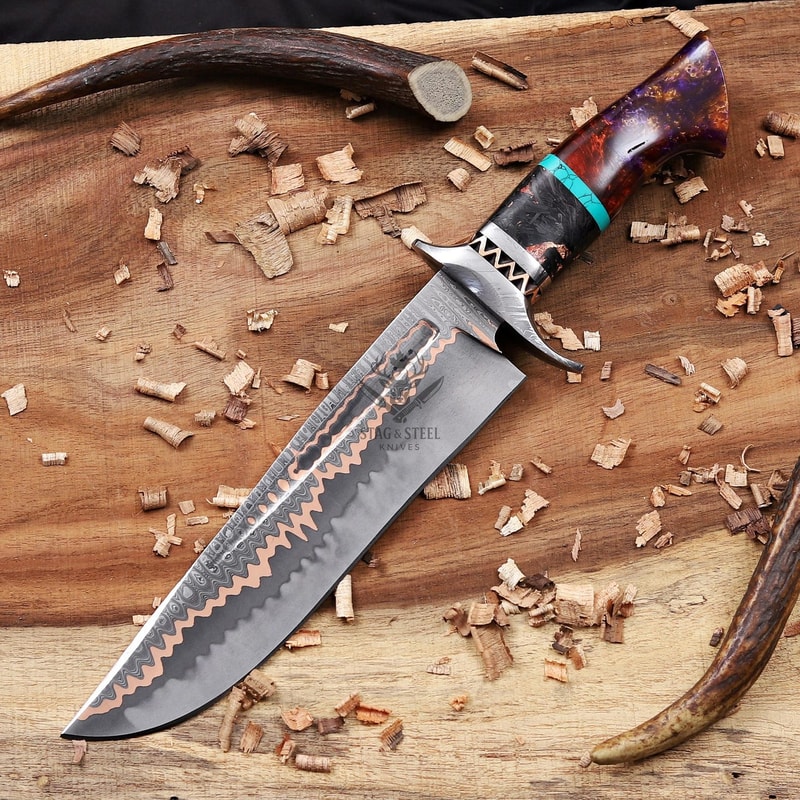 Handmade Copper Damascus Bowie Knife Aggressive Style Meets Premium Craftsmanship Wedding GIFT 1