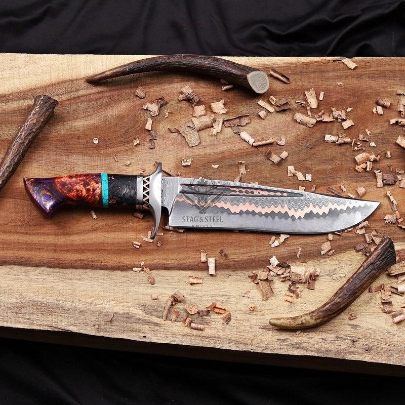 Handmade Copper Damascus Bowie Knife Aggressive Style Meets Premium Craftsmanship Wedding GIFT 3