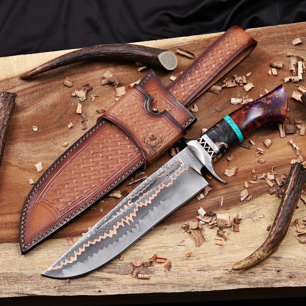 Handmade Copper Damascus Bowie Knife Aggressive Style Meets Premium Craftsmanship Wedding GIFT 0