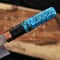 Premium Luxury Copper Damascus Bowie Knife With Turquoise Resin Handle Leather Sheath 1