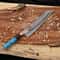 Premium Luxury Copper Damascus Bowie Knife With Turquoise Resin Handle Leather Sheath 3