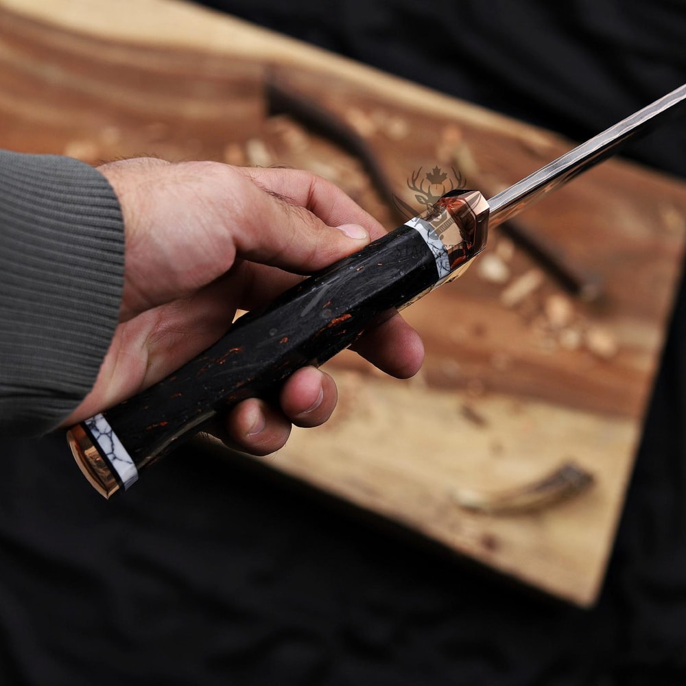 Handmade Copper Damascus Bowie Knife A Bold Fusion Of Power Luxury 1