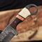 Handmade Damascus Cowboy Bull Cutter Knife With 4 Blade Pancake Leather Sheath 3